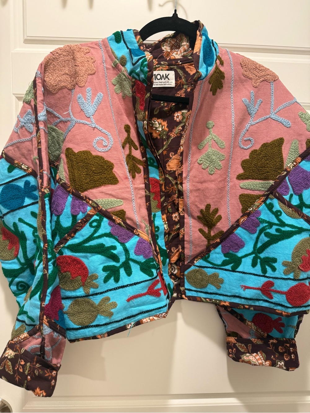 Hand Embroidered Suzani Bomber Cropped Jacket | Artisan Boho XS-L